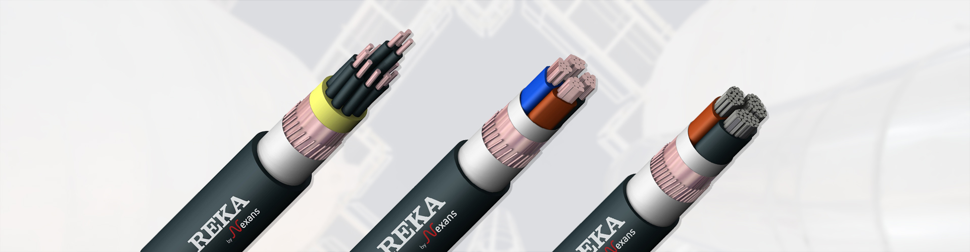 Reka EMC-cables in a row.